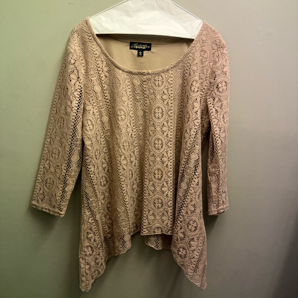 Absolutely Famous Beige Lace Blouse